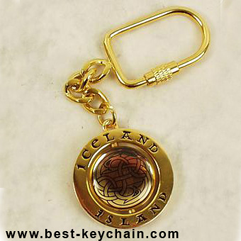 gold spinning iceland metal keychain souvenir
