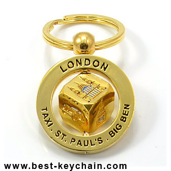 gold london metal dice keychain souvenir