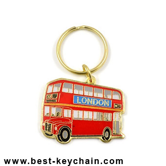 gold london metal bus souvenir keychain