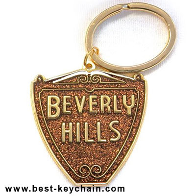 souvenir beveerly hills shield gift metal keyring