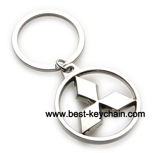 Metal mitsubishi car logo key chain