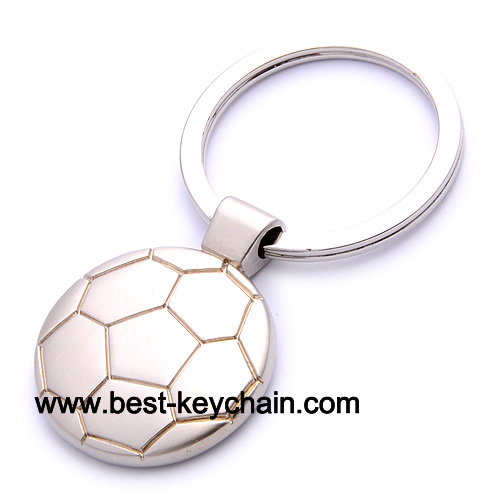 silver metal football shape keychain key ring