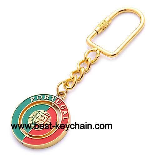 round shaped metal souvenir portugal key ring