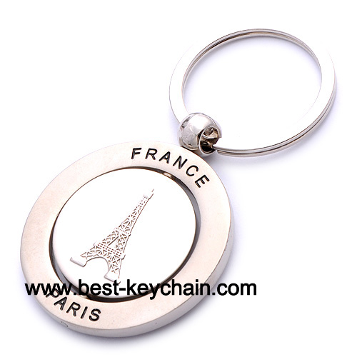 round shaped fancy metal france paris keyring