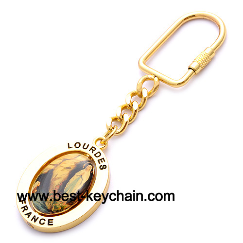gold epoxy lourdes souvenir france key ring