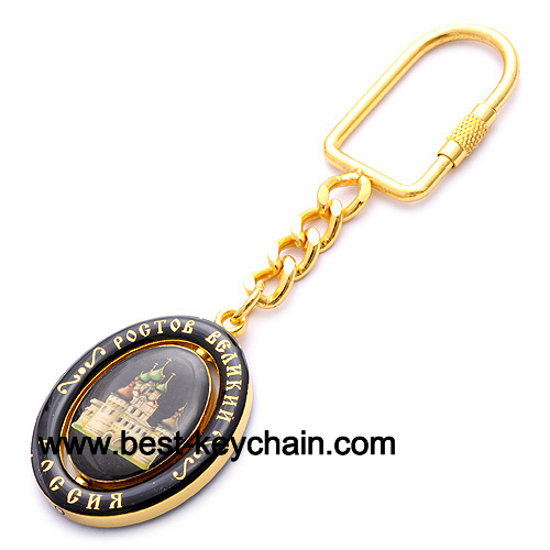 souvenir epoxy logo spinner metal key chain