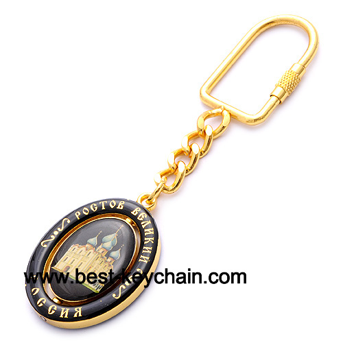 souvenir epoxy logo spinner metal key chain