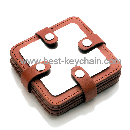 square shaped PU leather coaster