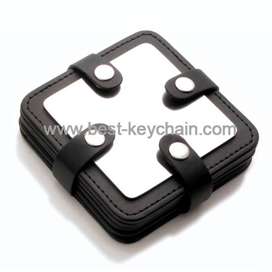 leather square shaped coaster table mat
