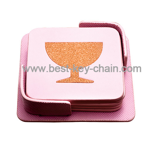 pink color cup square coaster mat
