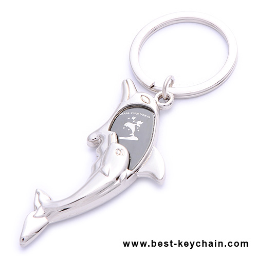 3D metal dolphin keychains
