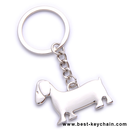 3d dog metal keychain silver color