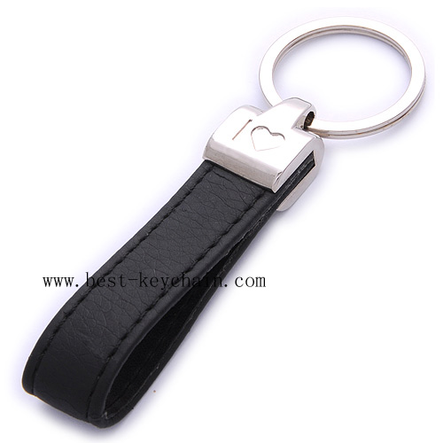KEYCHAIN WITH PU LEATHER BLACK COLOR