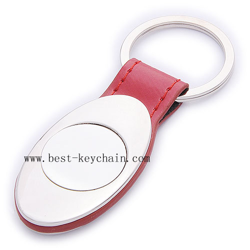 METAL ROUND SHAPE LEATHER KEYCHAINS