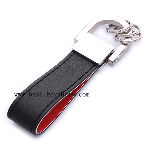 NOVELTY LEATHER AND METAL KEYRING