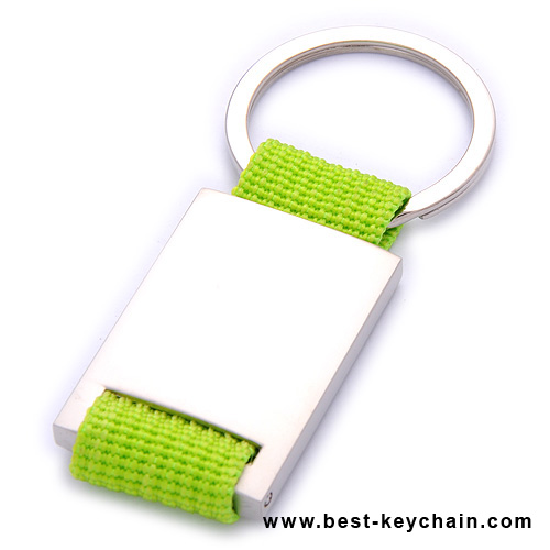 green weave metal keychain printed logo
