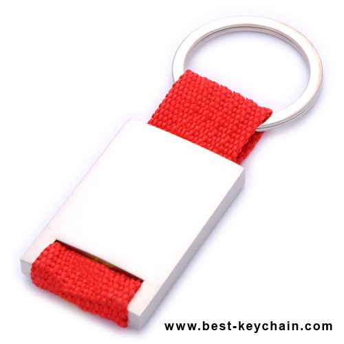 promotion gift red weave metal keychain keyring