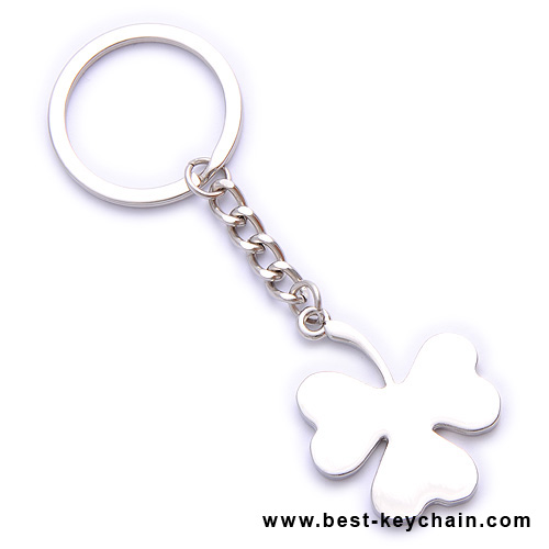 luckly silver clover keyring metal