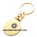 metal round shape gold plated ghana keychain